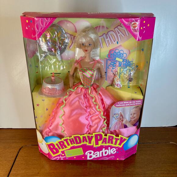 Vintage 90s Mattel Birthday Party Barbie w/Blowing Lips #22905 (1998) NRFB - Picture 1 of 5